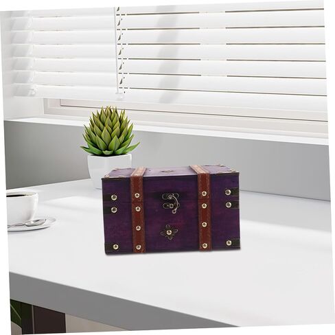 Antique Wooden Treasure Chest Hasp Lock Rustic Jewelry Storage Box for Home Decor Multi-functional Desktop Organizer and Keepsake Container in Saudi Arabia