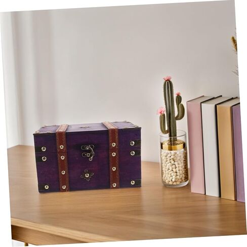 Antique Wooden Treasure Chest Hasp Lock Rustic Jewelry Storage Box for Home Decor Multi-functional Desktop Organizer and Keepsake Container in Saudi Arabia