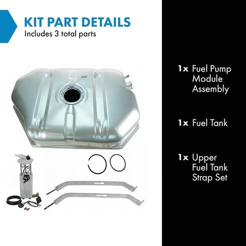 TRQ Side Mounted Fuel Tank Kit Fuel Pump Module Assembly Fuel Tank Strap Gas Fuel Tank Compatible with 1992-1996 Ford F-150 F-250 F-350 in Saudi Arabia