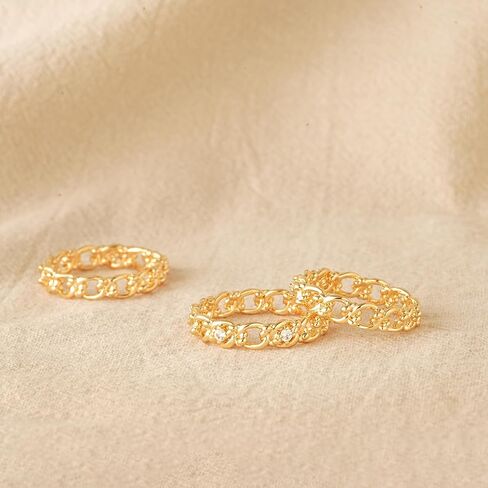 المرأة 14K الذهب سلسلة خواتم الكوبية حبل عقدة ربط بسيط المكدس فنجر مجوهرات في 3 الحجم in Saudi Arabia
