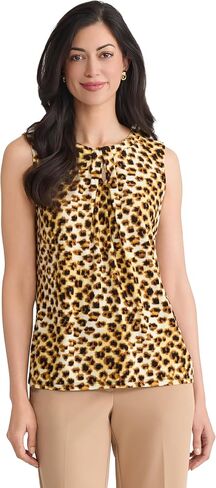 Kasper Women's Animal Print Knit Top with Keyhole in Saudi Arabia