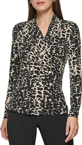DKNY Womens Long Sleeve Cross Front Suit Blouse in Saudi Arabia