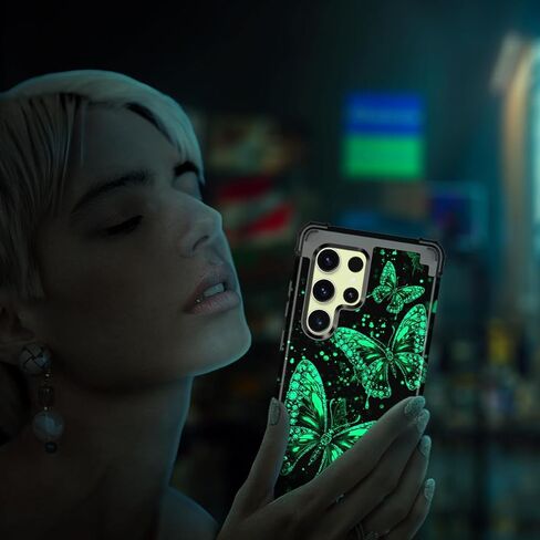 حافظة Miqala لهاتف Galaxy S23 FE 5G، تتوهج في الظلام بثلاث طبقات شديدة التحمل مضادة للصدمات لحماية الجسم بالكامل من البلاستيك الصلب + حافظة سيليكون ناعمة لهاتف Samsung Galaxy S23 FE 6.4 بوصة، أزرق وردي in Kuwait