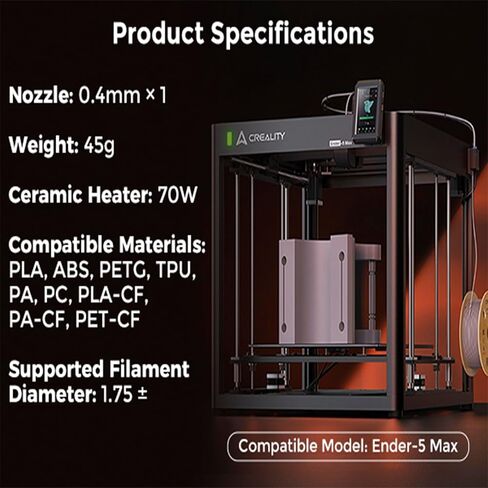 5 Packs Creality 3D Hardened Steel MK8 Nozzle with High Temperature Resistance Upgraded Tungsten All Metal Nozzle Ends for Makerbot Ender 3 / Ender 3 S1, Pro, CR-10 Series in Saudi Arabia