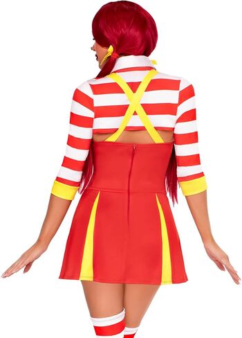 Leg Avenue Womens Ketchup Clown Costume Garter Dress With Attached Footless Thigh Highs Collared Shrug and 2 Hair Bows in Saudi Arabia