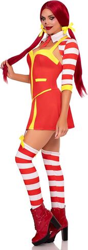 Leg Avenue Womens Ketchup Clown Costume Garter Dress With Attached Footless Thigh Highs Collared Shrug and 2 Hair Bows in Saudi Arabia