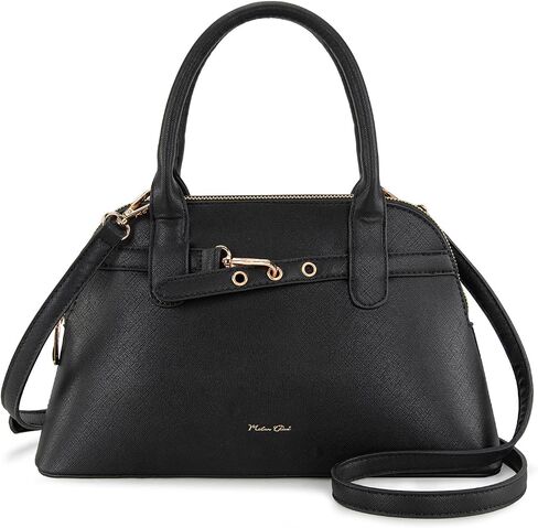 Milan Chiva Dome Satchel Purse for Women Textured Top Handle Designer Crossbody Bag with Belted Detailing in Saudi Arabia