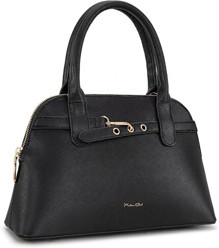 Milan Chiva Dome Satchel Purse for Women Textured Top Handle Designer Crossbody Bag with Belted Detailing in Saudi Arabia