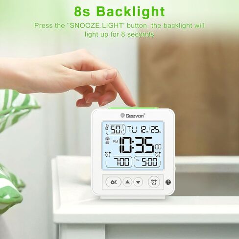 Geevon Small Digital Alarm Clock for Heavy Sleepers, Portable Travel Atomic Clock with Battery Powered, Compact Desk Table Clock with Auto Light Night, Dual Alarms, 8s Backlight for Bedroom, Black in Kuwait