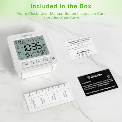 Geevon Small Digital Alarm Clock for Heavy Sleepers, Portable Travel Atomic Clock with Battery Powered, Compact Desk Table Clock with Auto Light Night, Dual Alarms, 8s Backlight for Bedroom, Black in Kuwait