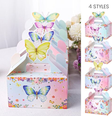 VGOODALL 30PCS Butterfly Party Favor Boxes, Goodie Gable Treat Box Paper Candy Box for Birthday Party Supplies Baby Shower Wedding Party in Saudi Arabia