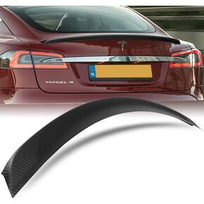100% Real Carbon Fiber OE-Style Rear Trunk Spoiler Wing Compatible with 2012-2024 Tesla Model S, Rear Spoiler, Trunk Spoiler Lip, Automotive Exterior Replacement Part (Real Carbon Fiber) in Saudi Arabia