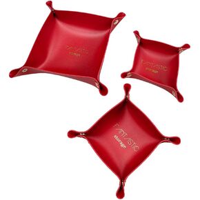 3Pcs PU Leather Tray, Small Valet Tray Office Organizer, PU Leather Dice Tray with Soft Durable Simple Storage Tray for Office Key Coins Jewelry Lipstick Watches(Color:Brown) in Saudi Arabia