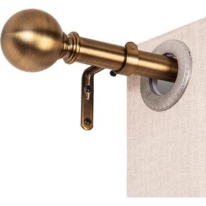 Brass Curtain Rods for Windows 18 to 88 inches, 1 Inch Modern Metal Drapery Rods, Adjustable Heavy Duty Curtain Pole with Round Finials(18"-88" Antique Brass) in Saudi Arabia
