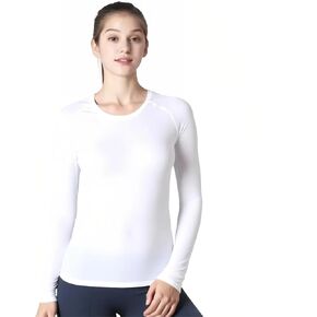 Women's Long Sleeve Compression Shirts Top Slim Athletic Workout Yoga Gym Rash Guard Base Layer in Saudi Arabia