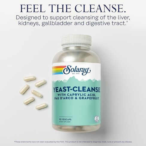 YHN Yeast-Cleanse | with Caprylic Acid, PAU Darco, Grapefruit Seed Extract & Tea Tree Oil | Healthy Cleansing Support | 30 Servings | 90 VegCaps in Saudi Arabia