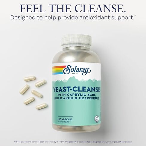 YHN Yeast-Cleanse | with Caprylic Acid, PAU Darco, Grapefruit Seed Extract & Tea Tree Oil | Healthy Cleansing Support | 30 Servings | 90 VegCaps in Saudi Arabia
