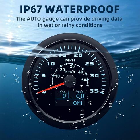 عداد السرعة GPS للسيارة 0-80MPH 0-120KM/H قارب GPS عداد السرعة عداد المسافات هوائي مقاوم للماء 85 مم 3-3/8 بوصة 7 ألوان مقياس تلقائي للشاحنة البحرية (أبيض) in Kuwait