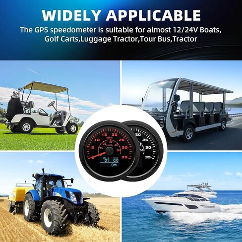 عداد السرعة GPS للسيارة 0-80MPH 0-120KM/H قارب GPS عداد السرعة عداد المسافات هوائي مقاوم للماء 85 مم 3-3/8 بوصة 7 ألوان مقياس تلقائي للشاحنة البحرية (أبيض) in Kuwait