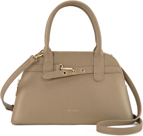 Milan Chiva Dome Satchel Purse for Women Textured Top Handle Designer Crossbody Bag with Belted Detailing in Saudi Arabia