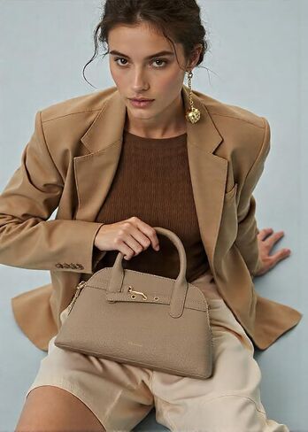 Milan Chiva Dome Satchel Purse for Women Textured Top Handle Designer Crossbody Bag with Belted Detailing in Saudi Arabia