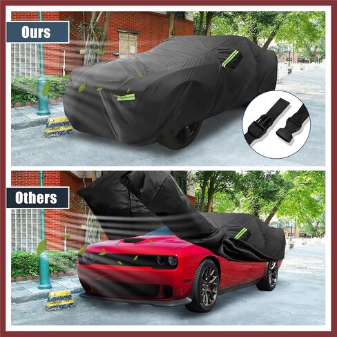 غطاء سيارة مقاوم للماء لسيارة دودج تشالنجر SXT، GT، Hellcat، Scat Pack، SE، R/T، SRT8، T/A 2008-2023 أغطية خارجية للحماية من المطر والرياح مع سحاب أسود استبدال الأجزاء in Saudi Arabia