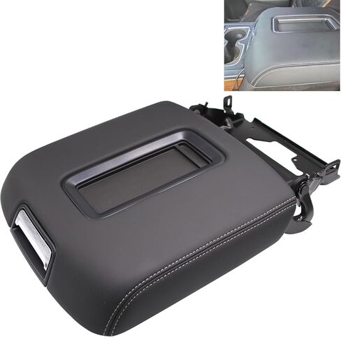 غطاء مسند ذراع وحدة التحكم المركزية متوافق مع 2014-2018 Chevy Silverado & GMC Sierra 1500 2500 3500، 2015-2019 Tahoe Yukon Suburban - يستبدل 0227083AA 22861304 جلد صناعي أسود - مع دعامة فولاذية in Kuwait