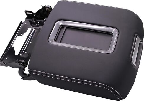 غطاء مسند ذراع وحدة التحكم المركزية متوافق مع 2014-2018 Chevy Silverado & GMC Sierra 1500 2500 3500، 2015-2019 Tahoe Yukon Suburban - يستبدل 0227083AA 22861304 جلد صناعي أسود - مع دعامة فولاذية in Kuwait