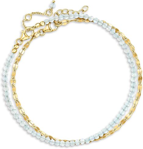 Ross-Simons 10.00 ct. t.w. Aquamarine Bead and 18kt Gold Over Sterling Lumachina-Chain Jewelry Set: 2 Anklets. 9 inches in Saudi Arabia