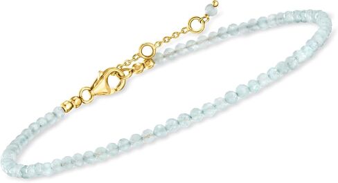 Ross-Simons 10.00 ct. t.w. Aquamarine Bead and 18kt Gold Over Sterling Lumachina-Chain Jewelry Set: 2 Anklets. 9 inches in Saudi Arabia