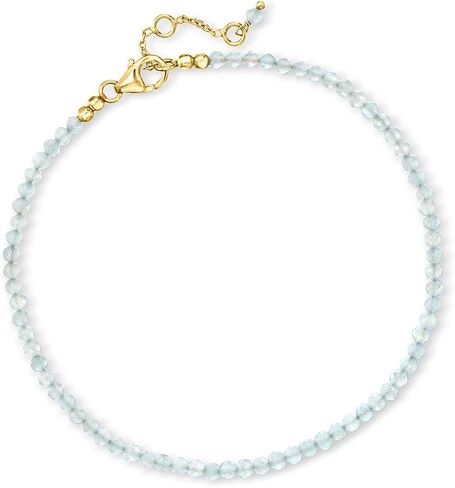 Ross-Simons 10.00 ct. t.w. Aquamarine Bead and 18kt Gold Over Sterling Lumachina-Chain Jewelry Set: 2 Anklets. 9 inches in Saudi Arabia