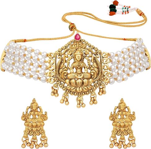 Aheli Goddess Lakshmi Choker Necklace Set Gift for Women in Saudi Arabia