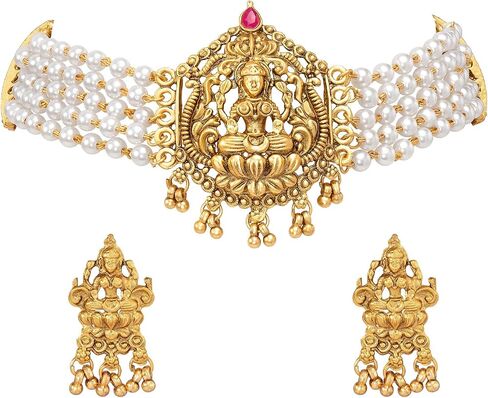 Aheli Goddess Lakshmi Choker Necklace Set Gift for Women in Saudi Arabia