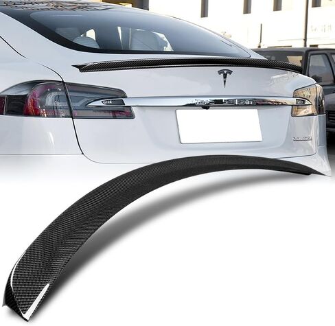 100% Real Carbon Fiber OE-Style Rear Trunk Spoiler Wing Compatible with 2012-2024 Tesla Model S, Rear Spoiler, Trunk Spoiler Lip, Automotive Exterior Replacement Part (Real Carbon Fiber) in Saudi Arabia