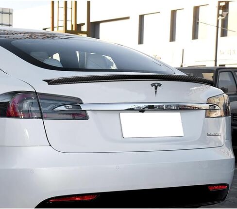100% Real Carbon Fiber OE-Style Rear Trunk Spoiler Wing Compatible with 2012-2024 Tesla Model S, Rear Spoiler, Trunk Spoiler Lip, Automotive Exterior Replacement Part (Real Carbon Fiber) in Saudi Arabia
