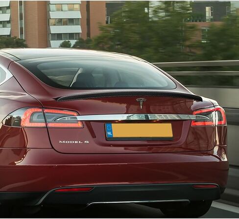 100% Real Carbon Fiber OE-Style Rear Trunk Spoiler Wing Compatible with 2012-2024 Tesla Model S, Rear Spoiler, Trunk Spoiler Lip, Automotive Exterior Replacement Part (Real Carbon Fiber) in Saudi Arabia