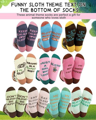 10 Pairs Funny Sloth Socks for Women Girls Novelty Animal Themed Low Cut No Show Casual Sock Gift Xmas Stuffers for Sloth Lover in Kuwait