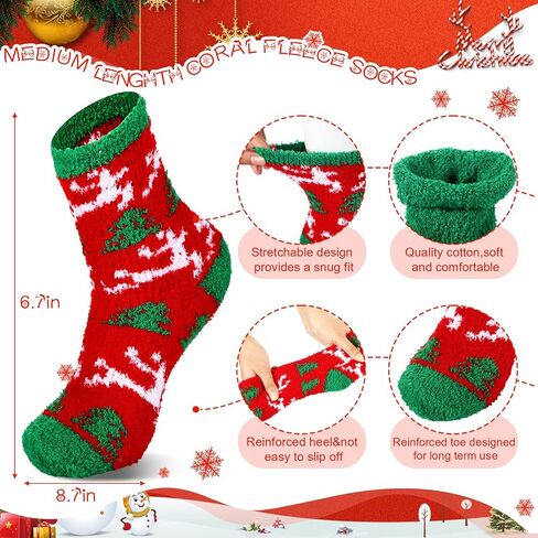 Liitrsh 36 Pairs Christmas Fuzzy Socks for Women Christmas Coral Velvet Soft Winter Fluffy Socks(Classic Style) in Saudi Arabia