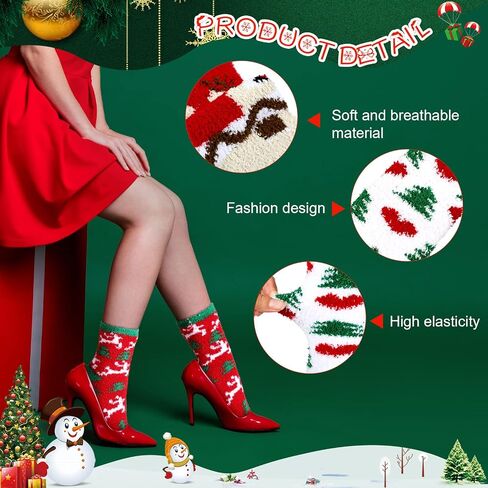 Liitrsh 36 Pairs Christmas Fuzzy Socks for Women Christmas Coral Velvet Soft Winter Fluffy Socks(Classic Style) in Saudi Arabia