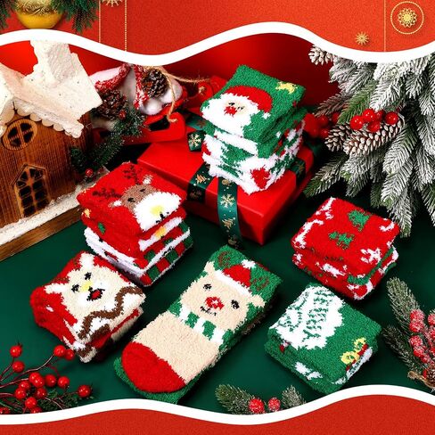 Liitrsh 36 Pairs Christmas Fuzzy Socks for Women Christmas Coral Velvet Soft Winter Fluffy Socks(Classic Style) in Saudi Arabia