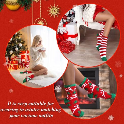 Liitrsh 36 Pairs Christmas Fuzzy Socks for Women Christmas Coral Velvet Soft Winter Fluffy Socks(Classic Style) in Saudi Arabia