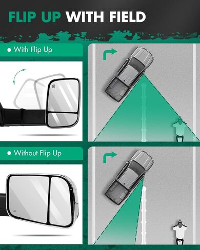 SCITOO Power Heated Towing Mirrors 98-01 fit for Dodge for Ram 1500 98-02 for Ram 2500 3500 Truck Black Rear View Side View Mirror Tow Pair Set in Saudi Arabia