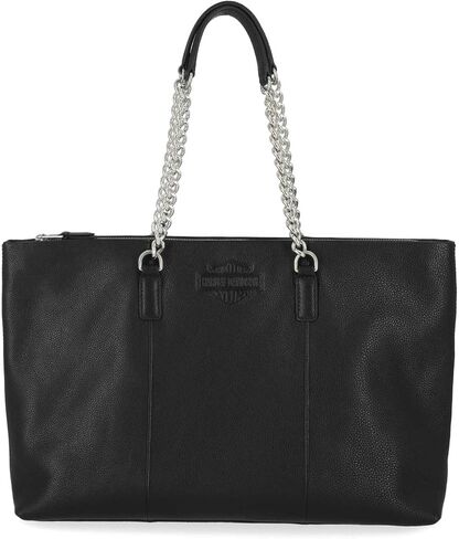 Harley-Davidson Women's Bar & Shield Leather Chain Satchel Purse - Black in Saudi Arabia