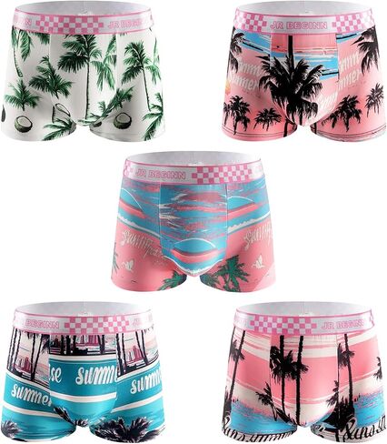 5 Pack Mens Underwear Cotton Boxer Briefs Tropical Stretch Men's Boxer Briefs Comfortable Panties in Saudi Arabia