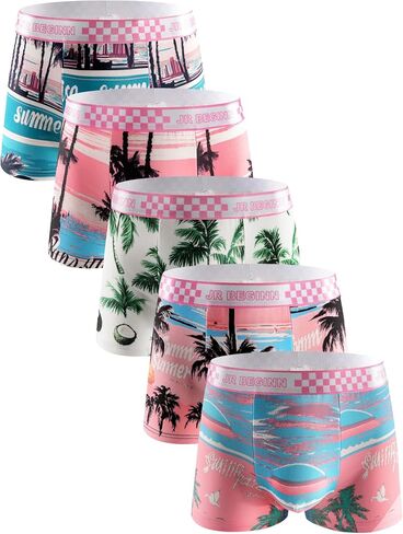 5 Pack Mens Underwear Cotton Boxer Briefs Tropical Stretch Men's Boxer Briefs Comfortable Panties in Saudi Arabia