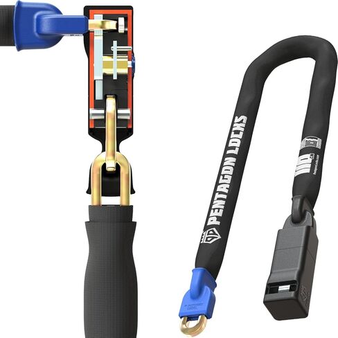 PENTAGON Bike Chain Key Lock - Magnetic Patented Gold Secure Heavy Duty Anti Theft Lock for Bicycles E-Bikes Scooters and Motorcycles - Maximum Security Master Tool Bike Protector (55.1'') in Kuwait