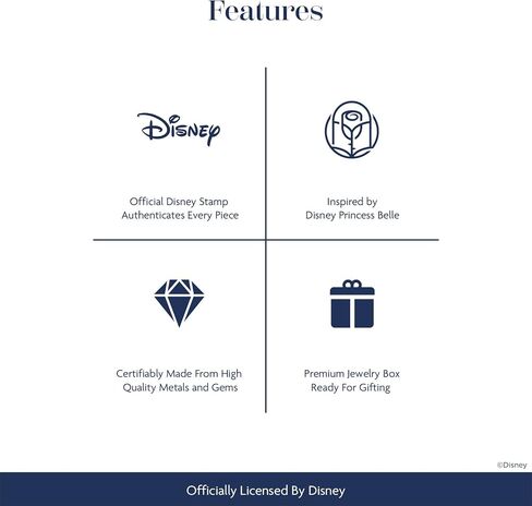 Jewelili Enchanted Disney Fine Jewelry 14K Yellow Gold Over Sterling Silver 1/4 Cttw Natural White Round Diamond Belle Dangle Earrings in Saudi Arabia