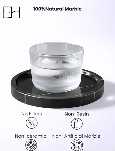 Marble Tray - 6" Jewelry Dish & Vanity Decor, Natural Stone Tray for Bathroom Kitchen Countertop, Small Trinket & Ring Organizer for Brides & Home (Black Marquina Round) in Saudi Arabia