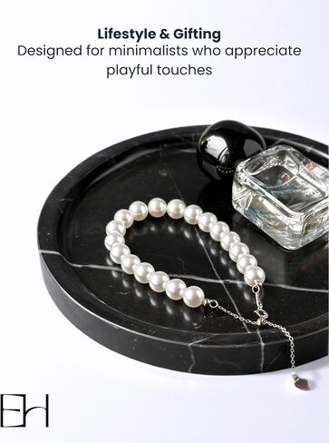 Marble Tray - 6" Jewelry Dish & Vanity Decor, Natural Stone Tray for Bathroom Kitchen Countertop, Small Trinket & Ring Organizer for Brides & Home (Black Marquina Round) in Saudi Arabia