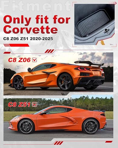 Rear Trunk Cargo Mat Liners fit for Corvette C8 2020 2021 2022 2023 2024 2025 Black, All Weather Rear Storage Compartment Cargo Mat Liner Trim Cover in Kuwait